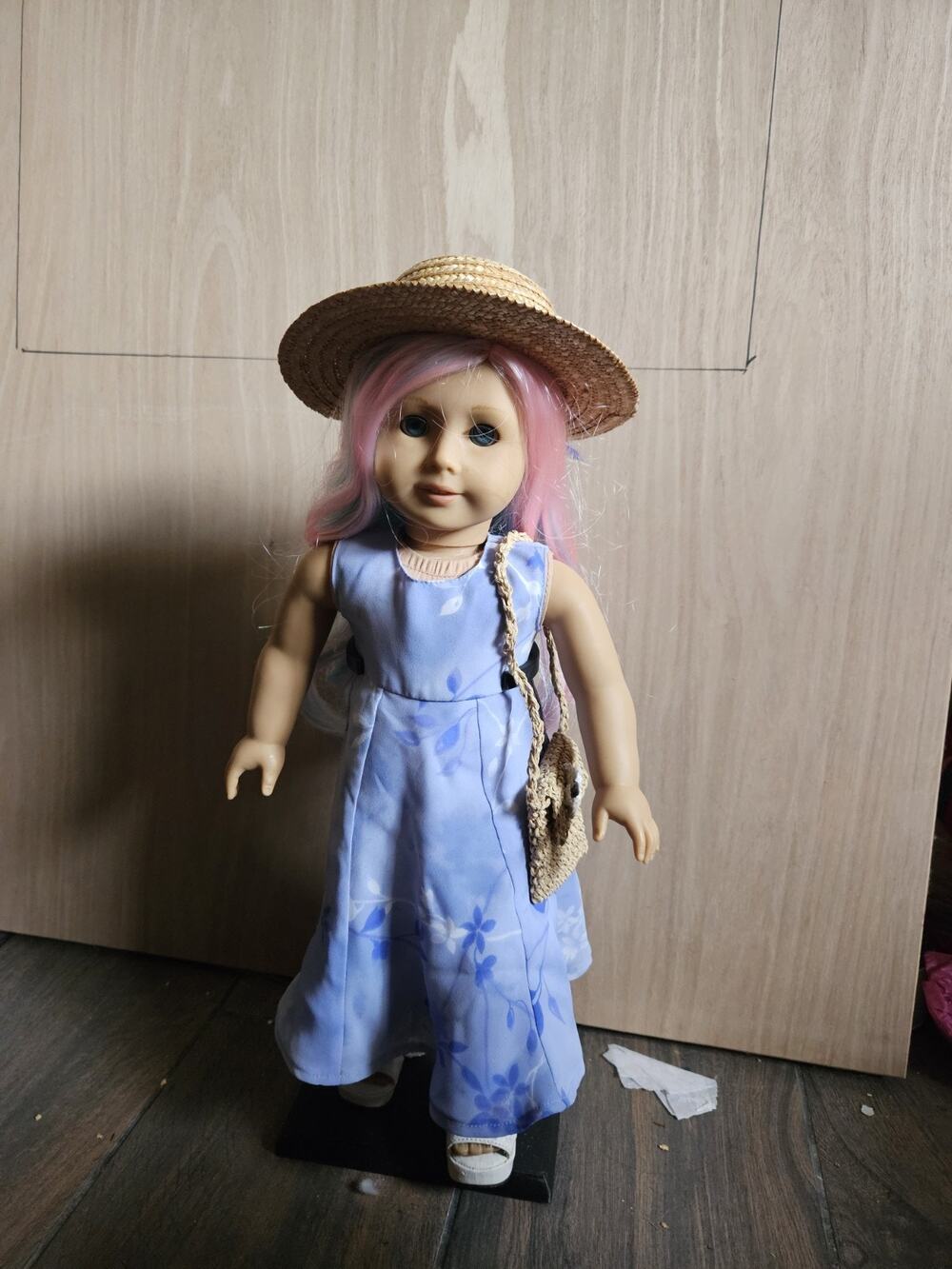 OOAK American Girl Custom Doll Sashiko Restored Pastel Wig Periwinkle Outfit